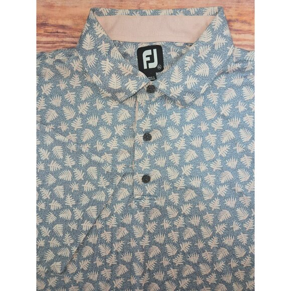FootJoy Mens XL Polo Shirt Blue & Pink Leaf Print - Picture 4 of 8